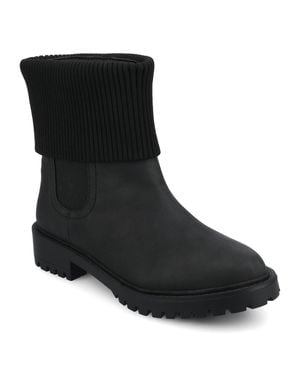 Journee Collection Journee Isabeau Medium And Wide Width Knit Collar Chelsea Boots - Black