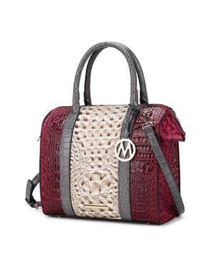 MKF Ember Faux Crocodile-Embossed Vegan Leather Large Satchel Handbag - Red