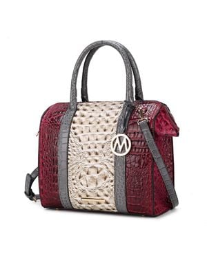 MKF Ember Faux Crocodile-Embossed Vegan Leather Large Satchel Handbag - Red