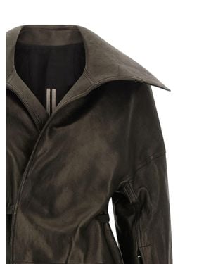 Rick Owens Lamb Leather Coat - Black