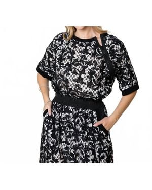 Joh Wineva Lace & Satin Top - Black