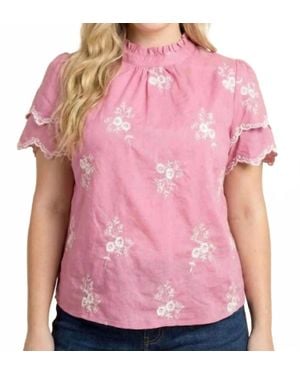 Hayden LA Poppy Ruffled Neck Top - Pink
