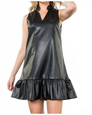 Thml Vegan Leather Sleveless Mini Dress - Black