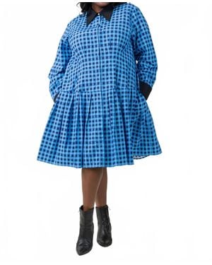 De Loreta Check Prep Midi Dress - Blue