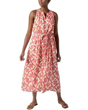 Lilla P Split Neck Belted Maxi Dress - Red