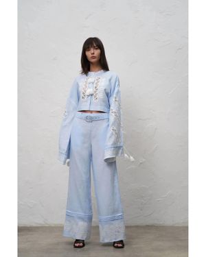 Annabo Desert Rose Wide-Leg Pants - Blue