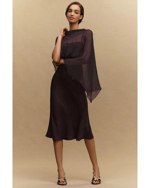 BHLDN Romy Satin Chiffon Cape Dress - Natural