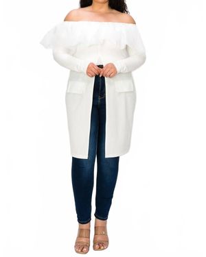 Wowo Ruffle Off-Shoulder Top - Blue