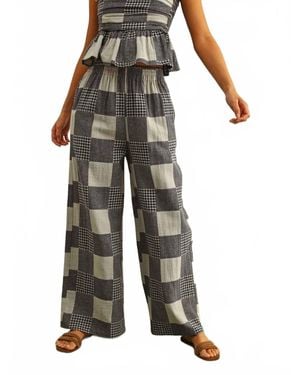Miou Muse Wide Leg Patch Pants - Black