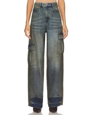 RTA Wide Leg Cargo Jeans - Blue