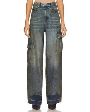 RTA Wide Leg Cargo Jeans - Blue