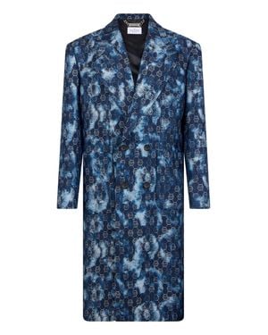 Philipp Plein Jacquard Denim Coat Monogram - Blue