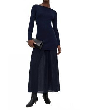 Line & Dot Gemma Mix Media Maxi Dress - Blue
