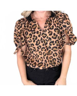 Thml Short Sleeve Cheetah Print Top - Black