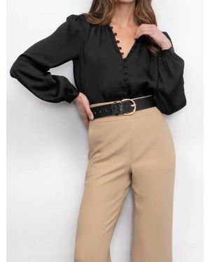 Greylin Aryanna Button Front Blouse - Black