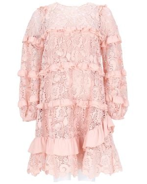 N°21 Intricate Lace Dress With Ruffle Tiers - Pink