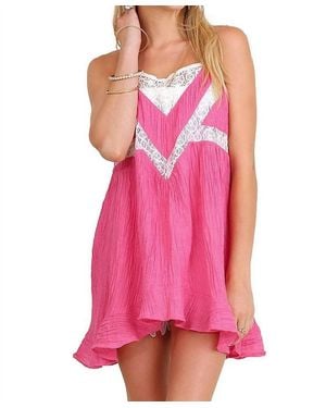 Umgee Ruffle & Lace Sleeveless Tunic - Pink