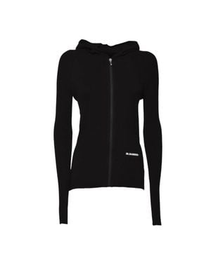 Jil Sander Cotton Zip Up Fitted Cardigan - Black