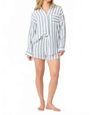 Pj Salvage Back From The Beach Striped Gauze Top - White
