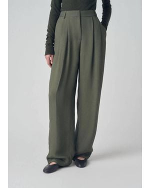 Co. Classic Textured Crepe Trouser - Green