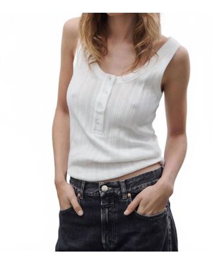 Closed Ribbed Cotton Tank Top - Gray