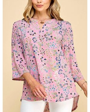 Shopin in LA Floral 3/4 Sleeve Loose Fit Top - Pink