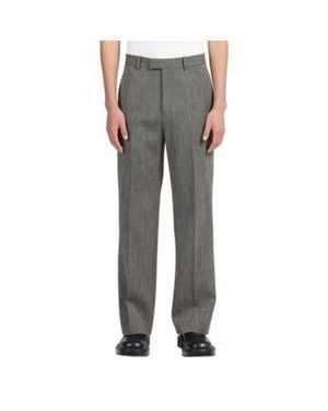 Ferragamo Flat Front Tailored Pants, Brand Size 46 (Waist - Gray
