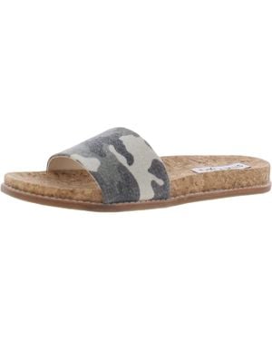 Steve Madden Diya Cork Slip On Flat Sandals - Gray
