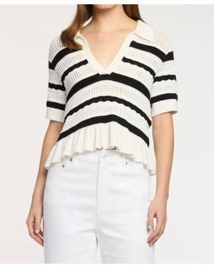 Cinq À Sept Elvire Knit Polo Pullover Top - White
