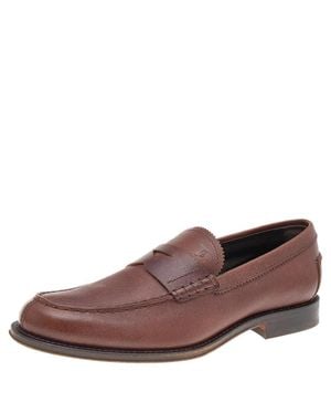 Tod's Leather Slip On Loafers - Brown