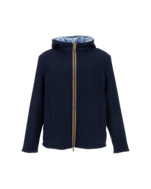 K-Way Claudel Wool Bonded Reversible Jacket - Blue