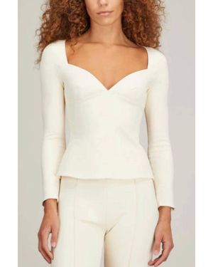 Rosetta Getty Long Sleeve Sweetheart Top - Natural
