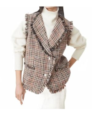 Suncoo Divy Sleeveless Tweed Jacket Vest - Multicolor
