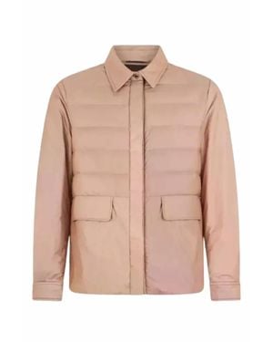 Moorer Zip Hidden Button Closure Long Sleeves Puffer Coat - Pink