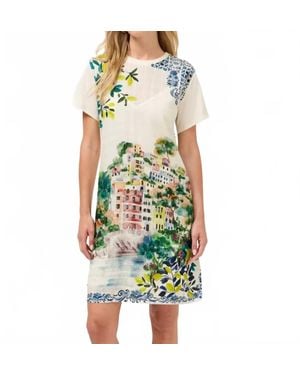 Johnny Was Crew Neck Tee Mini Dress - Green