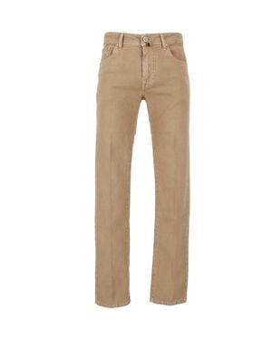 Jacob Cohen Bard Zipper Fly Tailored Slim-Leg Pants - Natural