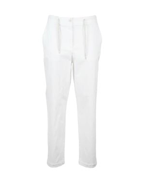 Eleventy Cotton Modal Stretch Chino Pants With Tapered Leg Design - White