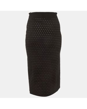 Sandro Rhinestone Embellished Synthetic Knit Pencil Skirt - Black