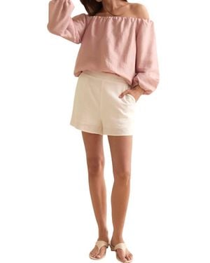 Crescent Liana Off Shoulder Bubble Hem Top - Pink