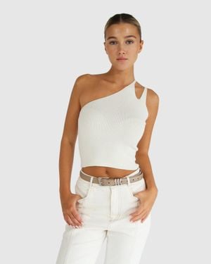 Belle & Bloom Symphony Double Strap Knit Crop - White