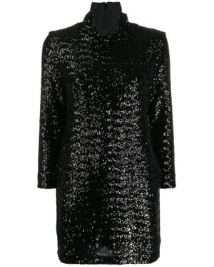Fabiana Filippi Glitter-Embellished Evening Dress With High Neckline - Black