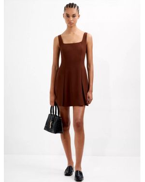 French Connection Square Neck Inverted Mini Dress - Brown
