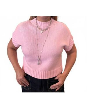Eesome Shelly Cropped Sweater Tee - Pink