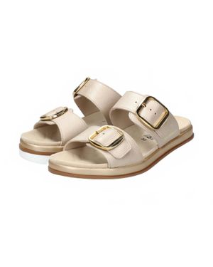 Mephisto Deria Leather Slide Sandals - Black