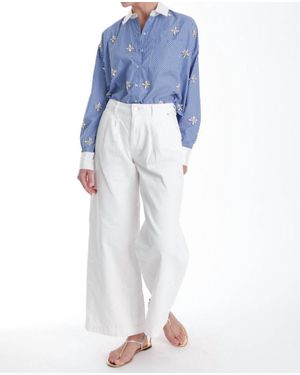 Karina Grimaldi Lumi Button Down With Sequin Detail Blouse - Blue