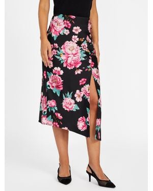 Guess Aurora Floral Midi Skirt - Red