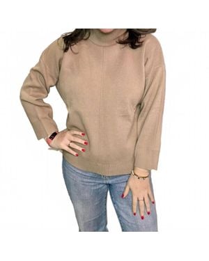 Blu Pepper Solid Mock Neck Seam Front Knit Sweater - Gray