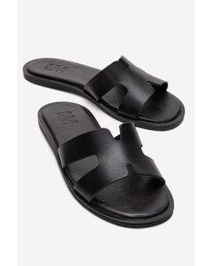 Forever & Always Shoes Biora Leather Slide - Black