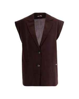 Liu Jo Solid Fabric Boxy Vest Jacket - Purple