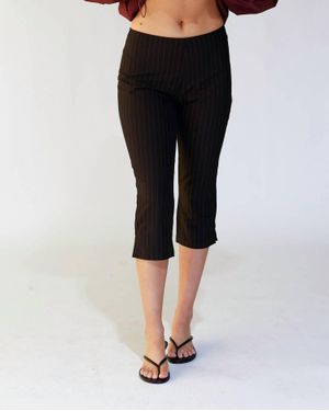 Nia Cruz Pinstripe Capri Pants - Black